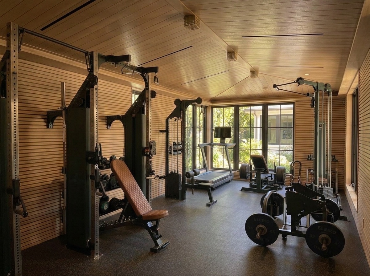 Full view of the Jupiter Island estate gym